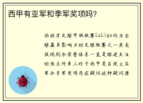 西甲有亚军和季军奖项吗？